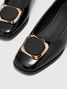 CUCCOO BIZCHIC Les nouveaux talons hauts pour femmes à bout carré avec une conception de boucle sont élégants et polyvalents, convenant aussi bien pour le travail que pour le bureau. - Noir - Voir 3