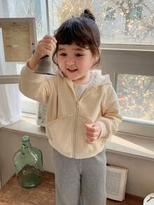 DAZY 女童连帽蕾丝拼接口袋长袖外套，秋冬季