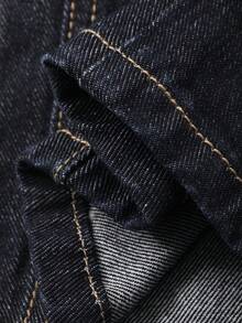 Livesso 女士休闲牛仔背心上衣和裤子套装，秋冬季 - 深色水洗藍 - 查看 8