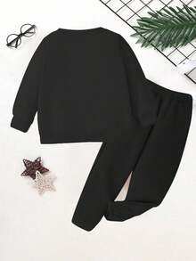 SHEIN 2pcs/Set Young BoyCozy Fall & Winter Styles, Casual Fashion Creative Personalized Fresh Chic Minimalist Vibrant Numeric 67 Pattern Print Sweatshirt And Pants Outfit, Comfortable Outfit