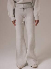 Musera Sport 运动针织系带腰部喇叭裤，仅限秋冬季运动服，适合健身房锻炼。