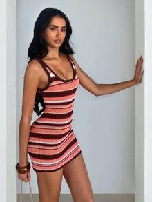 Glamine Elegant flerfärgad ärmlös bodycon midiklänning, romantisk sexig för fest och dejtkväll - Multifärgad - Visa 5