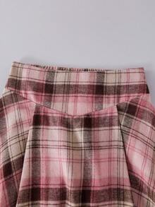 SHEIN Teenager Mädchen Set aus Rollkragenpullover mit Langarm und plissiertem karierten Minirock