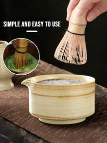 Juego de té de cerámica japonesa MYVIT, tazón de matcha, cuchara de matcha, cepillo de bambú, taza de té, taza de agua, espumador de café y leche - Talla única - Ver 2