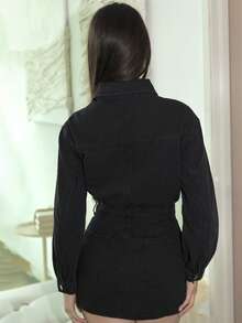 Andrea Bello 女士休闲通勤水洗迷你牛仔连衣裙