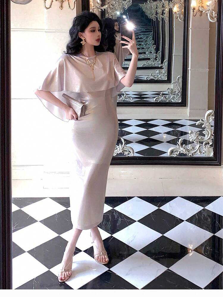 Women's Pearlescent Minimalist Casual Long Dress Wedding Guest Dress Maxi Dress Sundress