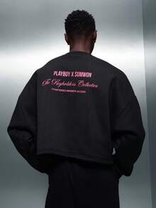 PLAYBOY X SUMWON Áo nỉ cổ tròn Crop Fit X Keyholders Collective Thời trang đường phố đô thị - màu đen - Xem 1