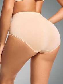 Women's Solid Color Elastic Waist Shapewear Briefs - Apricot - View 2