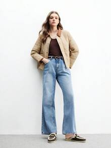 CUCCOO BIZCHIC 女士时尚咖啡色绒面革舒适厚人造毛皮一脚蹬穆勒鞋，平底乐福鞋适合户外、工作、日常穿着，用途广泛 - 駝色 - 查看 10
