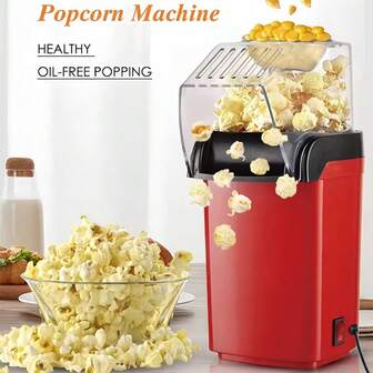 Teckwe Macchina per popcorn con alta velocità di scoppio, macchina per popcorn completamente automatica, macchina elettrica per popcorn ad aria calda, mini macchina per popcorn per uso domestico e in cucina, con spina di tipo europeo
