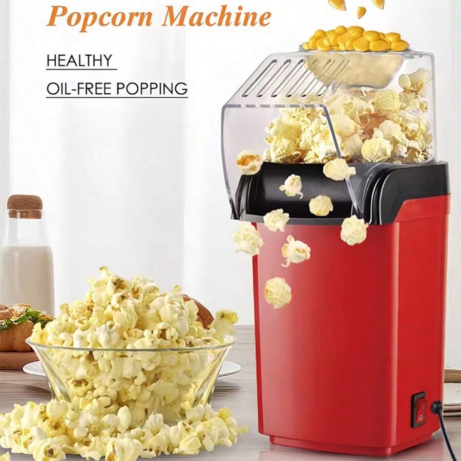 Teckwe Popcorn Machine High Popping Rate Fully Automatic Popcorn Machine Electric Air Popper Mini Popcorn Machine For Home Kitchen European-Style Plug