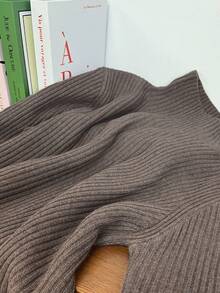 Franclia Maglione lavorato a maglia con collo alto alla moda per donna, unico e splendido, vestibilità slim, adatto per autunno/inverno - Moka Marrone - Visualizzare 4