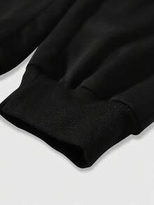 ROMWE MEN Street Life Men's Drawstring Casual Loose Fit Cross Pattern Sweatpants - Black - View 6