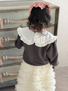 DAZY Toddler Girls' Peter Pan Collar Cartoon Print Long Sleeve Top - Grey - View 2