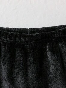 2pcs/Set Boys' Black Letter Embroidered Casual Ribbed Long Pants And Long Sleeve Comfortable Loungewear/Pajama Set - Black - View 7