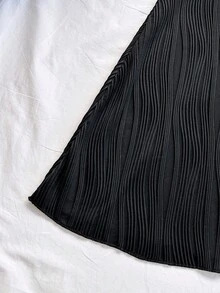 Soleia Women's Vacation White Knitted Wavy Textured Fabric Strapless Twist Hollow Out Waist A-Line Hem Wave Ruffle Mini Dress For Party, Date, Afternoon Tea, Beach, Summer Festival Strapless Black Dress Black Dress Summer Cute Black Dress Bustier Dress Black Corset Dress - Black - View 5