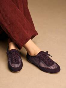 Rosivie Solid Color Lace-Up Casual Comfortable Versatile Flat Shoes, Suitable For Walking, Travel And Vacation - Brown - View 7