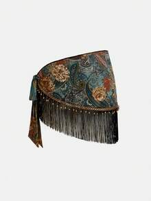 ROMWE Hippie Bộ 2 món áo crop top và chân váy mini cổ điển giản dị dành cho nữ - Màu vàng - Xem 3