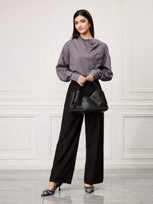 Sleekvia Women's Pointed Toe Buckle Design Fashionable High Heels, Versatile For Daily Wear - Black - View 6