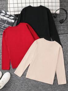 SHEIN Teen Boys' Casual Basic Graphic Print Crew Neck Long Sleeve T-Shirt Astronaut Shirts For Boys Long Sleeve Tops Boys Sweatshirts For Boys Long Sleeves For Teens Streetwear Teen Shirts Burgundy Boho Goth Y2k Rave Vacation Holiday Festival Christmas Fall Winter Vintage Casual Cozy