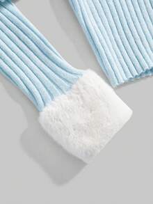 ROMWE Kawaii كارديجان نسائي مطرز بحرف مصنوع من قطع قماش ناعمة وجميلة بطراز عتيق من الألفية - أزرق فاتح اللون - مشاهدة 4