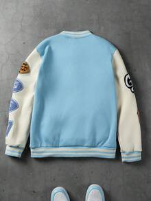 Manfinity EMRG 男士拼接棒球夹克 - 藍色 - 查看 2