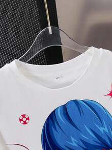 Miraculous Ladybug X SHEIN 少女休闲卡通图案圆领短袖T恤，夏季 - 白色 - 查看 3