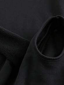 Franclia 女士纯色修身打底裤，带字母标签，连脚，紧身，黑色保暖内衬打底裤，鲨鱼裤，瑜伽裤，黑色保暖内衬长裤，可作外穿，连裤袜。 - 黑色 - 查看 4