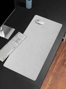 1pc 60cm/90cm Solid Color Double-Sided Leather Mouse Pad Notebook Office Desk Mat Waterproof Leather Easy-To-Clean Keyboard Pad Mouse Pad - Beige - View 3
