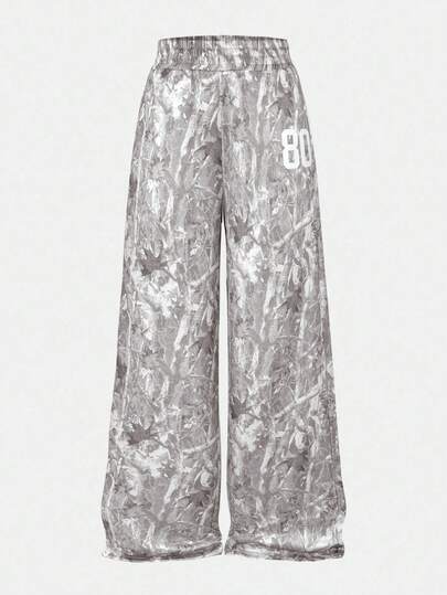 Girlism Teen Girls Grey Knit Loose Straight Leg Pockets Sweatpants, Casual Sports, Simple Home Wear, Autumn/Winter Fall Suitable For Autumn/Winter Daily Wear,Street Style, Home