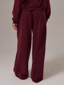 Musera Sport Sport Mid Rise Embroidered Slogan Wide Leg Tracksuit Bottoms Only Winter Activewear Sport Gym Workout - Navy Blue - View 4