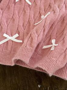 LMoss Kids LMoss Young Girl Young Girl Casual Sweater With Bow Decoration - Dusty Pink - View 4