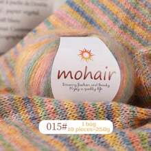 250克（含10团）渐变染色马海毛纱线，斑马纹纱线球，手工DIY工艺材料，可用于编织时尚镂空毛衣、围巾、帽子和高贵女士披肩，1套=10团=250克