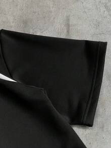 AXEPEAK 男士字母刺绣短袖休闲通勤 Polo 衫 - 黑色 - 查看 6