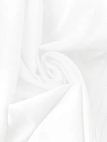 SHEIN Clasi 大码纯色圆领褶皱优雅长袖衬衫 - 白色 - 查看 4