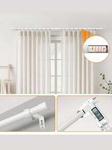 Bộ thanh treo rèm màu trắng có thể điều chỉnh độ căng kèm giá đỡ Thanh kim loại đường kính 16mm, kiểu dáng tối giản hiện đại, dùng cho rèm mỏng nhẹ, dùng cho phòng tắm, nhà bếp, quán cà phê, dễ dàng lắp đặt, trang trí nhà cửa, căn hộ, phòng khách - Nhiều màu - Xem 8