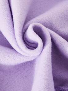 SHEIN Sparklyn 2件套女童碎花灰色腰部抽绳抓绒卫衣和宽松长裤休闲运动套装，秋冬季 - 淡紫色 - 查看 6