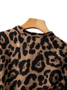 GlowEve CURVE 大码女式豹纹领系腰长袖连衣裙 - 彩色 - 查看 7