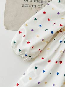 SHEIN 女婴可爱优雅花卉图案蝴蝶结装饰长袖宽松连衣裙 - 彩色 - 查看 6