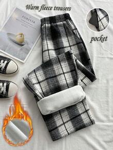 Franclia 日常百搭舒适休闲黑杏格子女秋冬保暖内衬加厚冬裤女冬裤女圣诞保暖内衬长裤 - 彩色 - 查看 1