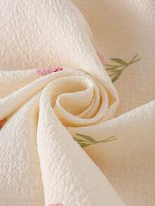 Girls Ditsy Floral Lapel Collar Long Sleeve Pants Pajama Set - Multicolor - View 4