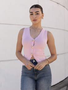 Andrea Bello Women's Sleeveless Single-Breasted Wide Strap Casual Summer Tank Top In Fall/Winter