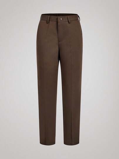 Officeau Men's Casual Business Suit Pants, Minimalist & Comfortable Solid Color Tapered Trousers, Suitable For Office, Formal And Casual Occasions Spring To Summer