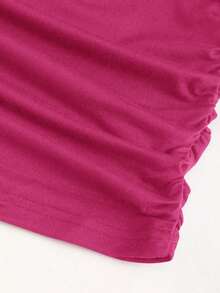 Sweetra Đầm ôm sát cơ thể gợi cảm hở lưng cổ khoét sâu màu đen không tay buộc dây - Màu đỏ tím - Xem 3