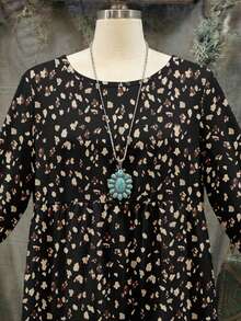 EMERY ROSE Vestido de talla grande con cuello redondo y ajuste holgado con estampado de lunares de leopardo vintage, adecuado para otoño/invierno - Multicolor - Ver 3