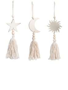 1PC Woven Tassel Sun Moon Car Hanging Ornament Star Moon Wall Hanging Home Decor Ramadan Holiday Decoration - Multicolor - View 4