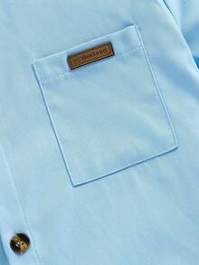 青少年男士绅士风单品，浅蓝色立领百搭时尚长袖衬衫，绅士衬衫，商务优雅校服个性化套装，生日派对日常休闲外套，优雅简约风格 - 淺藍色 - 查看 6