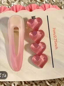 Zazumi 粉色爱心发夹套装，可爱侧刘海发夹，适合女性和女孩，卡通可爱发饰，适合细软发质和造型 - 漸變粉色 - 查看 2
