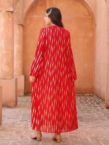 2 pièces/Set Style élégant moyen-oriental Top à manches longues et veste pour adolescentes, avec silhouette raffinée, accents texturés délicats, lignes évasées douces et superposition légère. Convient pour les représentations, les campus et un port polyvalent en toutes saisons - Multicolore - Voir 2