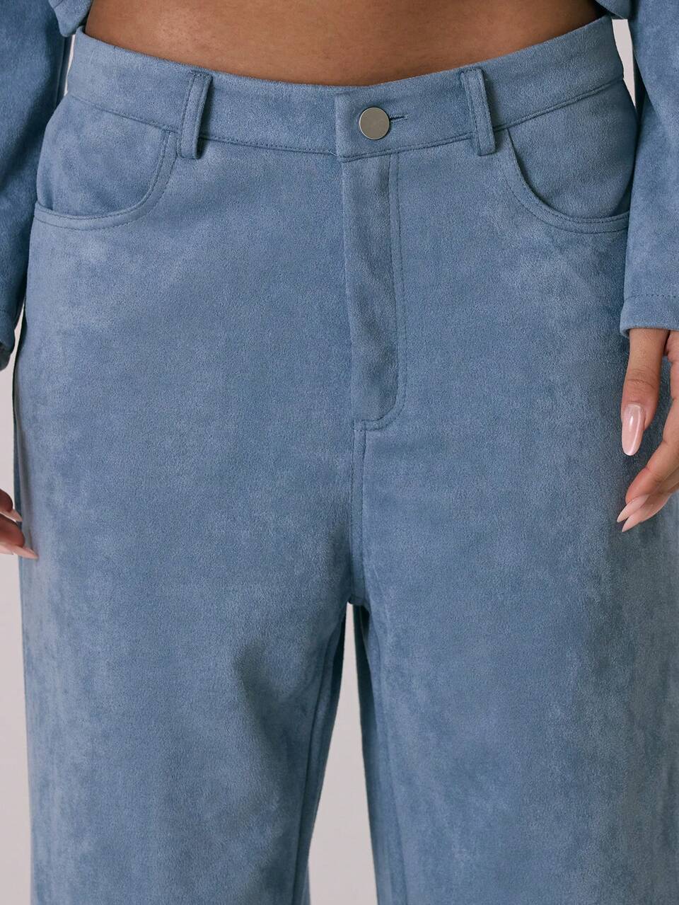 Mittlere Taille Kontrast Naht Gerade Bein Co-Ord Hose Nur Lässig Süß Gemütlich Coco Cloud Sommer
